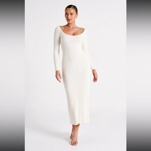MESHKI Zinnia Knit Maxi Dress with Split - White